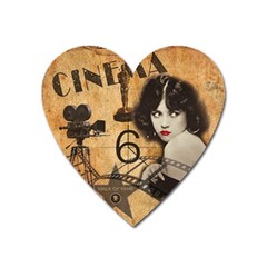 Vintage Cinema Heart Magnet by Valentinaart