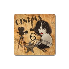 Vintage Cinema Square Magnet by Valentinaart