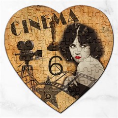 Vintage Cinema Jigsaw Puzzle (heart) by Valentinaart