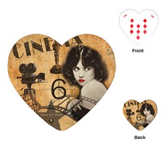 Vintage Cinema Playing Cards (heart)  by Valentinaart