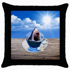 Cup Of Tea Throw Pillow Case (black) by Valentinaart