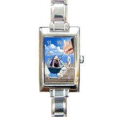 Cup Of Tea Rectangle Italian Charm Watch by Valentinaart