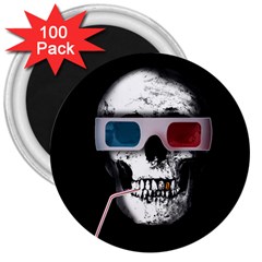 Cinema Skull 3  Magnets (100 Pack) by Valentinaart