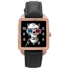 Cinema Skull Rose Gold Leather Watch  by Valentinaart