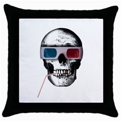 Cinema Skull Throw Pillow Case (black) by Valentinaart