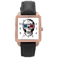 Cinema Skull Rose Gold Leather Watch  by Valentinaart