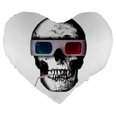 Cinema Skull Large 19  Premium Flano Heart Shape Cushions by Valentinaart