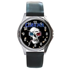 Cinema Skull Round Metal Watch by Valentinaart