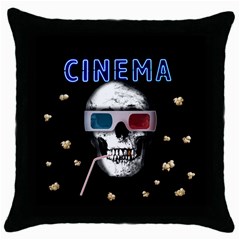 Cinema Skull Throw Pillow Case (black) by Valentinaart