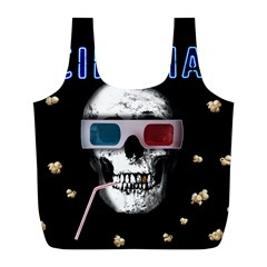 Cinema Skull Full Print Recycle Bags (l)  by Valentinaart