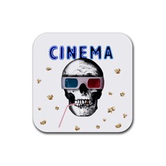 Cinema Skull Rubber Coaster (square)  by Valentinaart