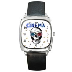 Cinema Skull Square Metal Watch