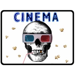 Cinema Skull Fleece Blanket (large)  by Valentinaart