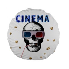 Cinema Skull Standard 15  Premium Flano Round Cushions by Valentinaart