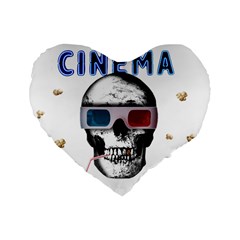 Cinema Skull Standard 16  Premium Flano Heart Shape Cushions