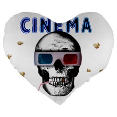 Cinema Skull Large 19  Premium Flano Heart Shape Cushions