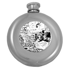 Graffiti Round Hip Flask (5 Oz) by Valentinaart