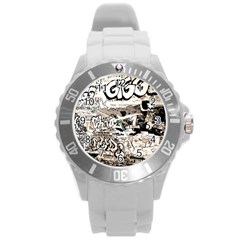 Graffiti Round Plastic Sport Watch (l) by Valentinaart