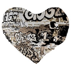 Graffiti Large 19  Premium Flano Heart Shape Cushions by Valentinaart