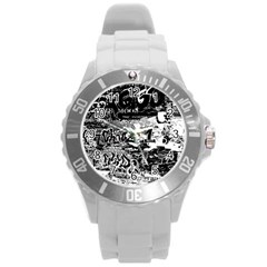 Graffiti Round Plastic Sport Watch (l) by Valentinaart