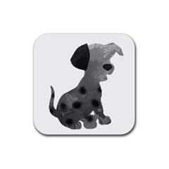 Dalmatian Inspired Silhouette Rubber Coaster (square)  by InspiredShadows