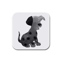 Dalmatian Inspired Silhouette Rubber Square Coaster (4 Pack)  by InspiredShadows