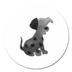 Dalmatian Inspired Silhouette Magnet 5  (round)