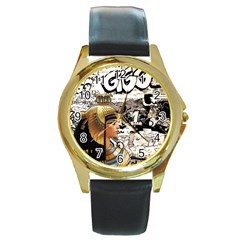 Cleopatra Round Gold Metal Watch by Valentinaart