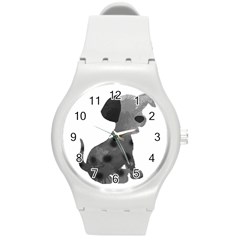 Dalmatian Inspired Silhouette Round Plastic Sport Watch (m) by InspiredShadows