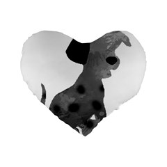 Dalmatian Inspired Silhouette Standard 16  Premium Flano Heart Shape Cushions by InspiredShadows