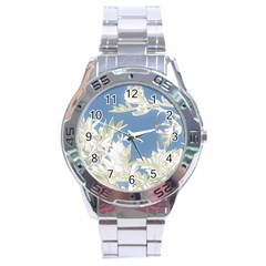 Nature Pattern Stainless Steel Analogue Watch