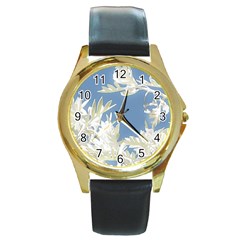 Nature Pattern Round Gold Metal Watch by dflcprintsclothing