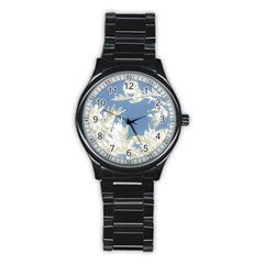 Nature Pattern Stainless Steel Round Watch