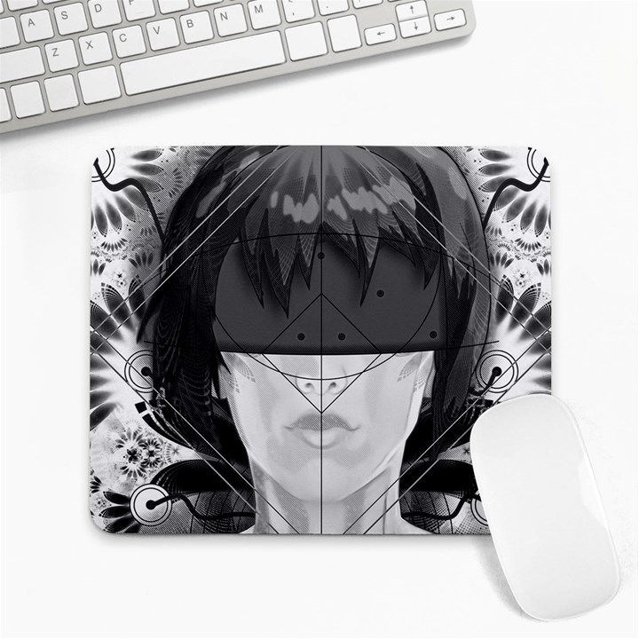 Beautiful BnW Fractal Feathers for Major Motoko Large Mousepads