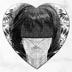 Beautiful Bnw Fractal Feathers For Major Motoko Jigsaw Puzzle (heart) by jayaprime