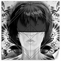 Beautiful Bnw Fractal Feathers For Major Motoko Canvas 20  X 20   by jayaprime