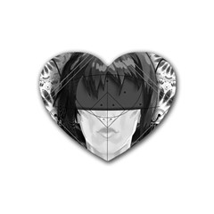 Beautiful Bnw Fractal Feathers For Major Motoko Heart Coaster (4 Pack)  by jayaprime