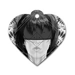 Beautiful BnW Fractal Feathers for Major Motoko Dog Tag Heart (Two Sides) Front