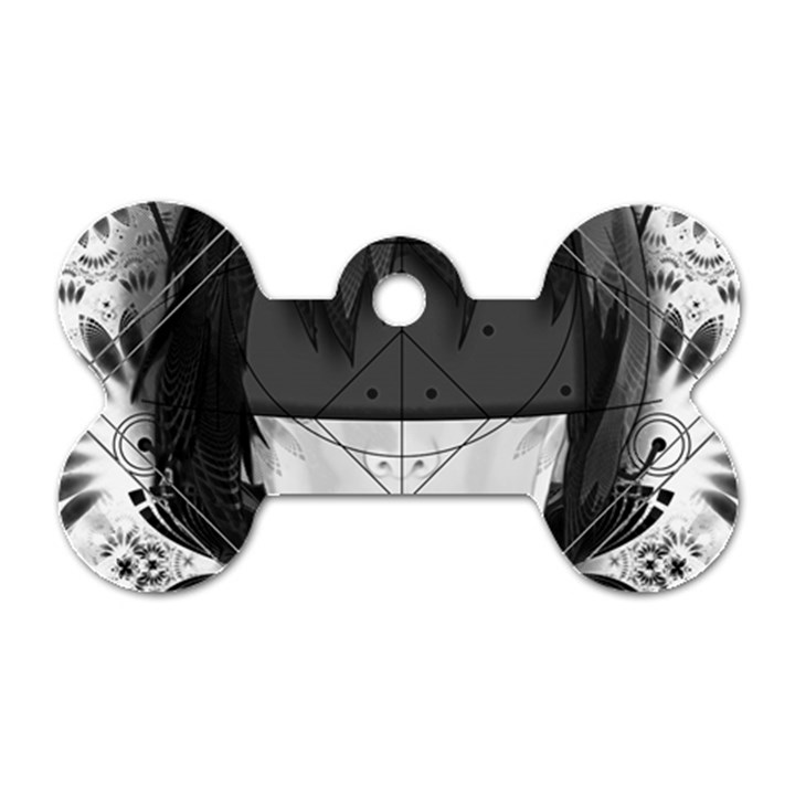 Beautiful BnW Fractal Feathers for Major Motoko Dog Tag Bone (One Side)