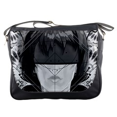 Beautiful Bnw Fractal Feathers For Major Motoko Messenger Bags by jayaprime