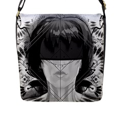 Beautiful Bnw Fractal Feathers For Major Motoko Flap Messenger Bag (l)  by jayaprime