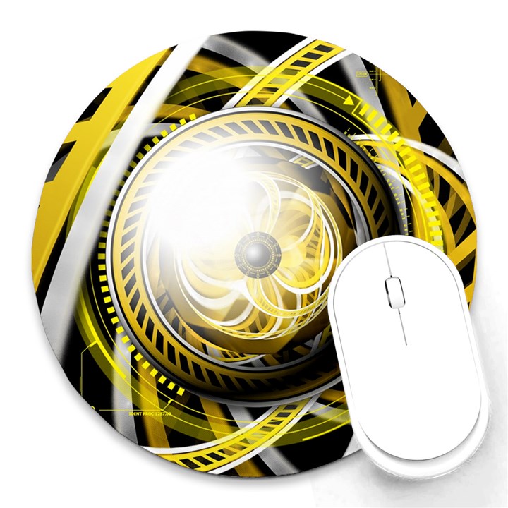 Incredible Eye of a Yellow Construction Robot Round Mousepads