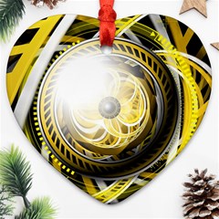 Incredible Eye Of A Yellow Construction Robot Ornament (heart) by jayaprime