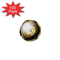 Incredible Eye Of A Yellow Construction Robot 1  Mini Buttons (100 Pack)  by jayaprime