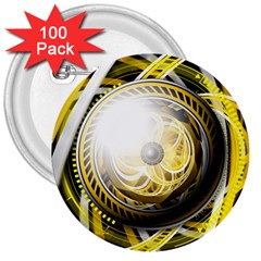 Incredible Eye Of A Yellow Construction Robot 3  Buttons (100 Pack)  by jayaprime