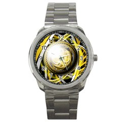 Incredible Eye Of A Yellow Construction Robot Sport Metal Watch by jayaprime