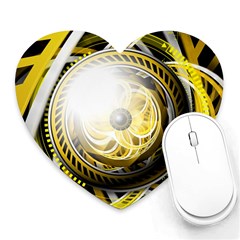 Incredible Eye Of A Yellow Construction Robot Heart Mousepads by jayaprime