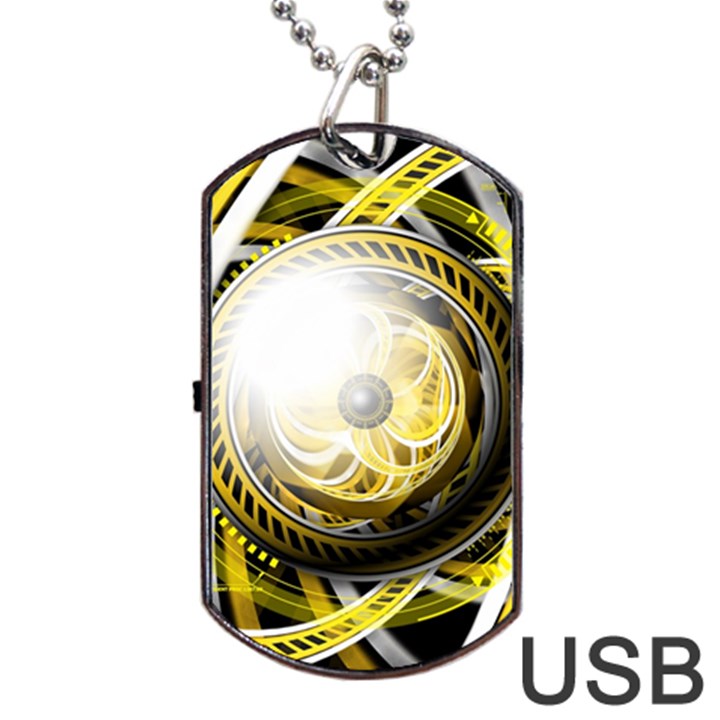 Incredible Eye of a Yellow Construction Robot Dog Tag USB Flash (Two Sides)