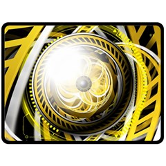 Incredible Eye Of A Yellow Construction Robot Double Sided Fleece Blanket (large)  by jayaprime