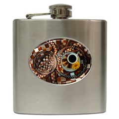 Midnight Never Ends, A Red Checkered Diner Fractal Hip Flask (6 Oz) by jayaprime